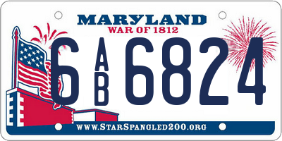 MD license plate 6AB6824