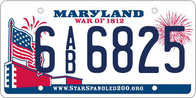MD license plate 6AB6825