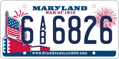 MD license plate 6AB6826