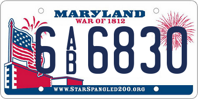 MD license plate 6AB6830