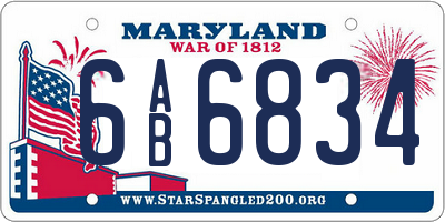 MD license plate 6AB6834