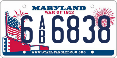 MD license plate 6AB6838