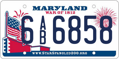 MD license plate 6AB6858