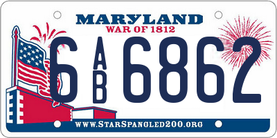 MD license plate 6AB6862