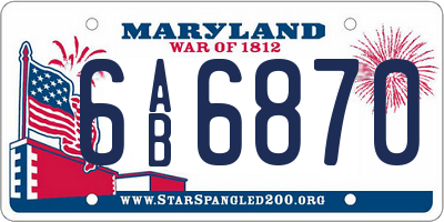 MD license plate 6AB6870