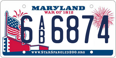 MD license plate 6AB6874