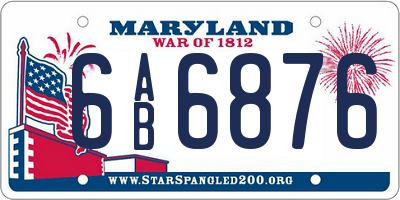MD license plate 6AB6876