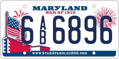 MD license plate 6AB6896