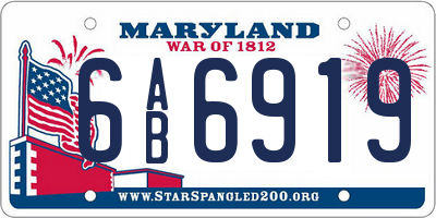 MD license plate 6AB6919