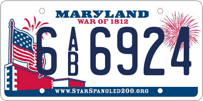 MD license plate 6AB6924