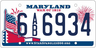 MD license plate 6AB6934