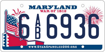 MD license plate 6AB6936