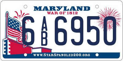 MD license plate 6AB6950