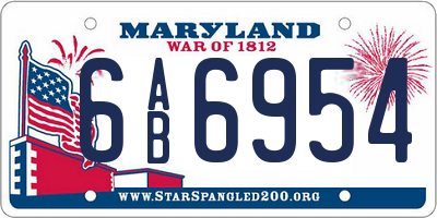 MD license plate 6AB6954