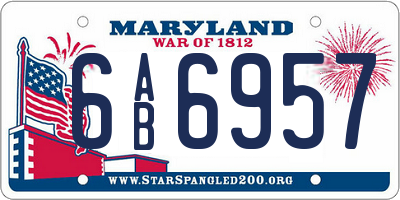 MD license plate 6AB6957