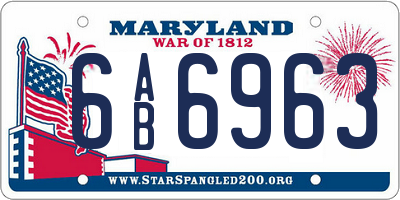 MD license plate 6AB6963