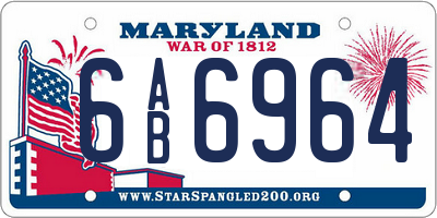 MD license plate 6AB6964