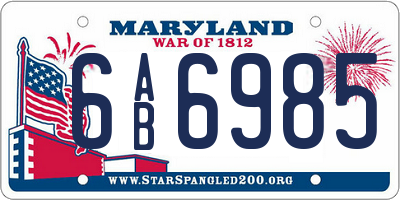 MD license plate 6AB6985