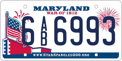 MD license plate 6AB6993