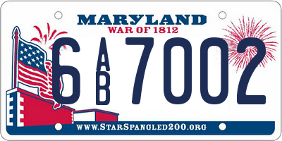 MD license plate 6AB7002