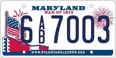 MD license plate 6AB7003