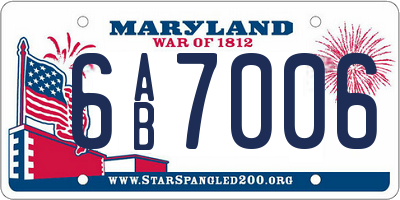 MD license plate 6AB7006