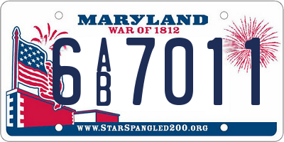 MD license plate 6AB7011