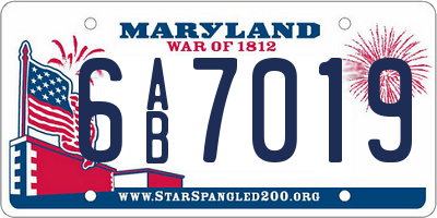 MD license plate 6AB7019