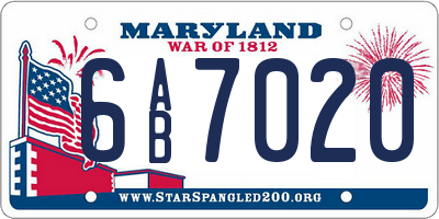 MD license plate 6AB7020