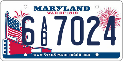 MD license plate 6AB7024