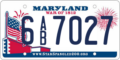 MD license plate 6AB7027