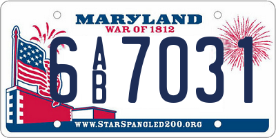 MD license plate 6AB7031
