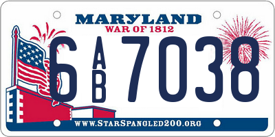MD license plate 6AB7038