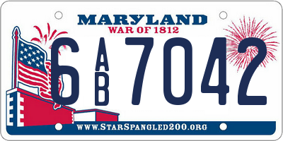 MD license plate 6AB7042