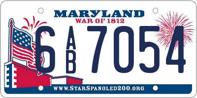 MD license plate 6AB7054