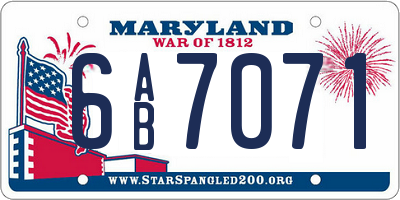 MD license plate 6AB7071