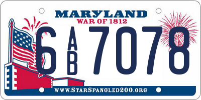 MD license plate 6AB7078