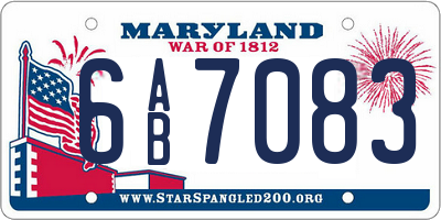 MD license plate 6AB7083