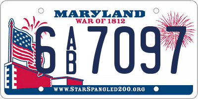 MD license plate 6AB7097