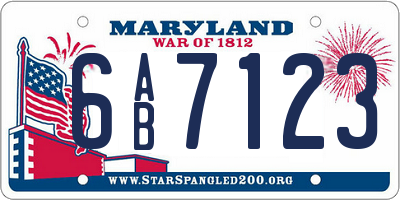MD license plate 6AB7123