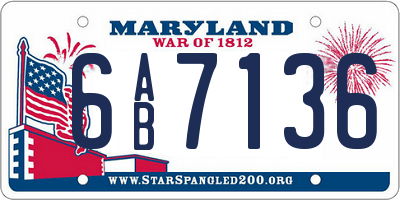 MD license plate 6AB7136