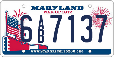 MD license plate 6AB7137