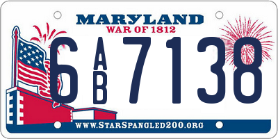 MD license plate 6AB7138