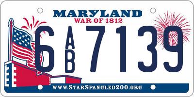 MD license plate 6AB7139