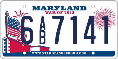 MD license plate 6AB7141