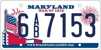 MD license plate 6AB7153