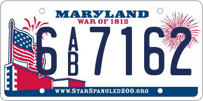 MD license plate 6AB7162