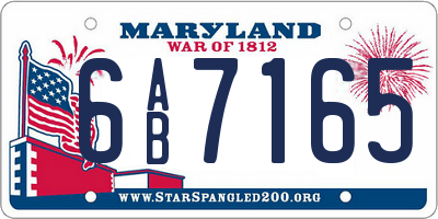 MD license plate 6AB7165