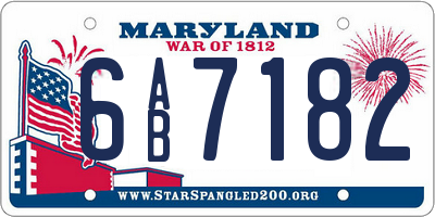 MD license plate 6AB7182