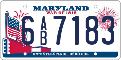 MD license plate 6AB7183